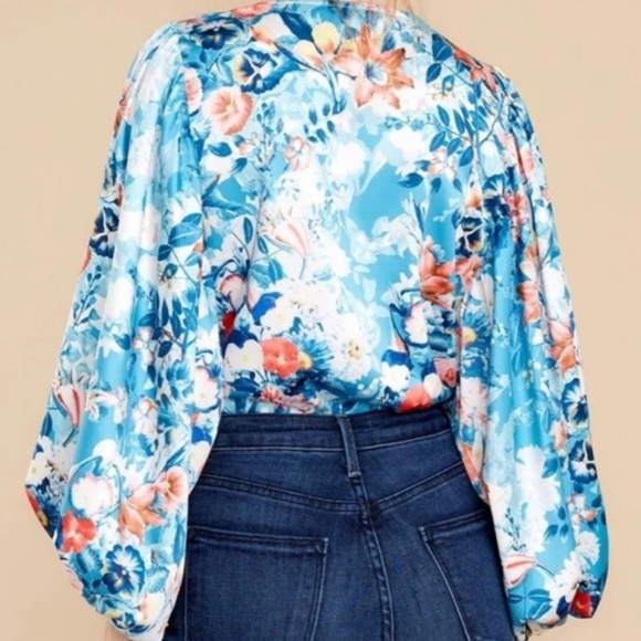 Oceans Away Blue Floral print Kimono Bodysuit - Picture 7 of 7